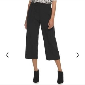 NWT apt 9 Black wide leg crop mid rise pants ~sz large